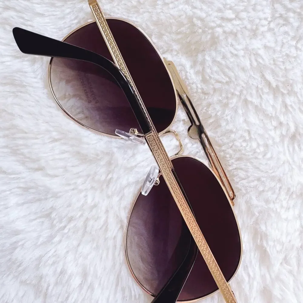 Doug Black W/ Gold Rim Aviator Sunglasses